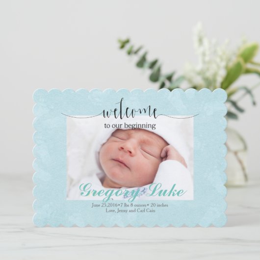 誕生の発表の男の赤ちゃん 案内状 (スタンド正面)