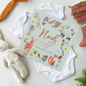 誕生の発表グリーンかわいいウッドランド動物 サンキューカード