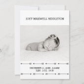 誕生の発表2の写真のシンプルの矢 案内状 (正面)