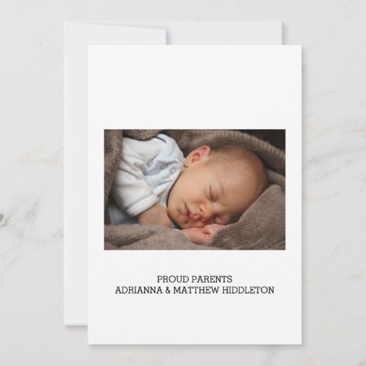 誕生の発表2の写真のシンプルの矢 案内状 (裏面)