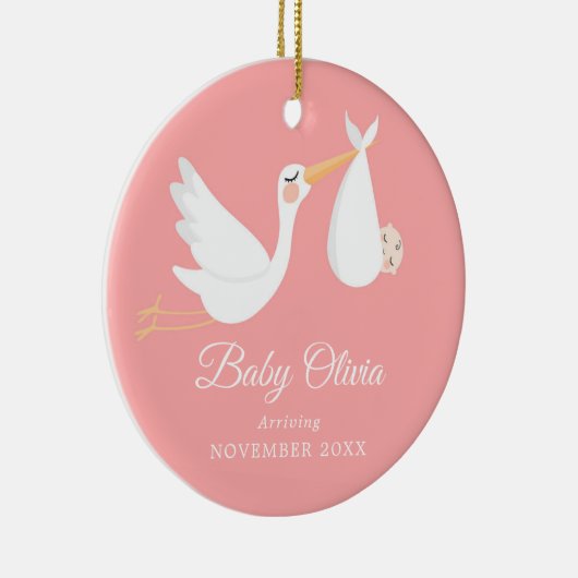 誕生の発表|の妊娠の発表の女の子 セラミックオーナメント (右)