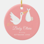 誕生の発表|の妊娠の発表の女の子 セラミックオーナメント (裏面)