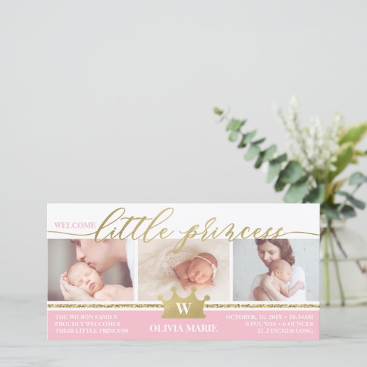 誕生の発表、リトルプリンセス、ホイルフェイクス 案内状 (スタンド正面)