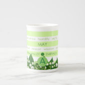 誕生の花および宝石のストライプなマグは骨灰磁器よろしいです ボーンチャイナマグカップ (正面)