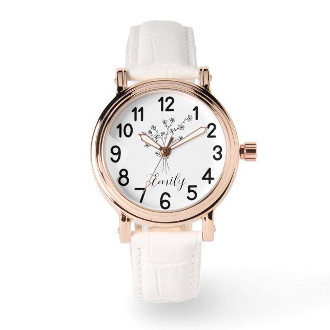誕生の花 – パーソナライズされた誕生の花 腕時計 (正面)