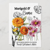 誕生の花， 10月， Marigold, Cosmos,誕生日 シーズンカード (正面/裏面)