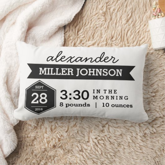 誕生は白黒の枕-モノクロベビー--を詳しく述べます ランバークッション (ブランケット)