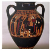 誕生をの描写するアチックの黒姿のアンフォラ タイル (正面)