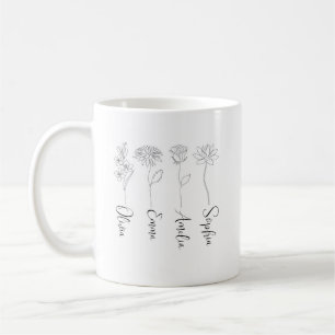 誕生カスタム月の花の植物の恋人ギフト コーヒーマグカップ