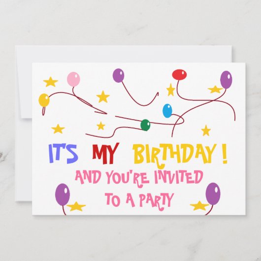 誕生カラフル日パーティーの招待 招待状 (正面)