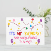 誕生カラフル日パーティーの招待 招待状 (スタンド正面)