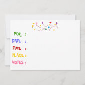 誕生カラフル日パーティーの招待 招待状 (裏面)