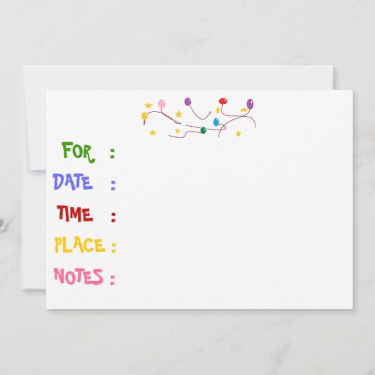 誕生カラフル日パーティーの招待 招待状 (裏面)