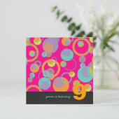 誕生カラフル日パーティーの泡 招待状 (スタンド正面)