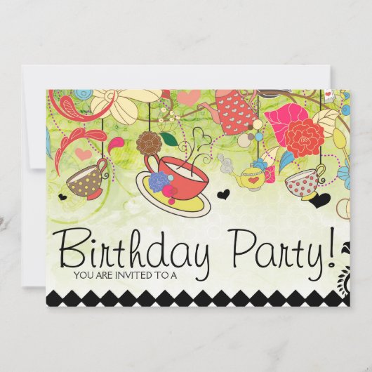 誕生カラフル日パーティーシャワー招待状 招待状 (正面)