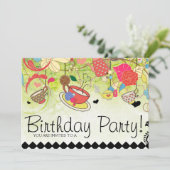 誕生カラフル日パーティーシャワー招待状 招待状 (スタンド正面)