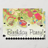 誕生カラフル日パーティーシャワー招待状 招待状 (正面/裏面)