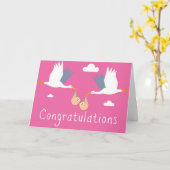 誕生カード(女の子の双生児)のお祝い カード (黄色い花)