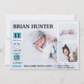 誕生グラフの発生の発表 招待状 (正面)