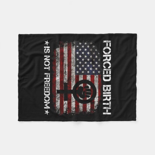 誕生シャツ強制誕生は自由フェミニストではない フリースブランケット (正面(横))