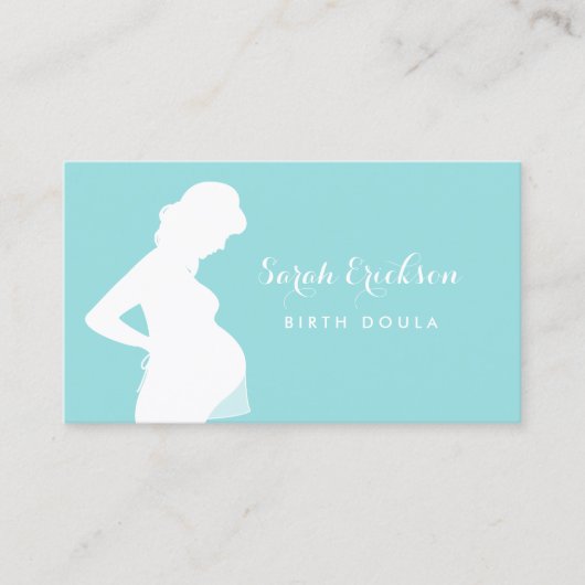 誕生シンプルドゥラ妊婦シルエット 名刺 (正面)