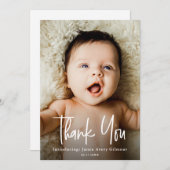 誕生シンプルベビー写真ハンドレットありがとう サンキューカード (正面/裏面)