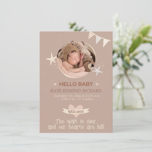 誕生スタットベビー誕生発表写真ありがとう 案内状 (スタンド正面)