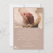 誕生スタットベビー誕生発表写真ありがとう 案内状 (裏面)