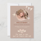 誕生スタットベビー誕生発表写真ありがとう 案内状 (正面)