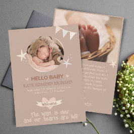 誕生スタットベビー誕生発表写真ありがとう 案内状