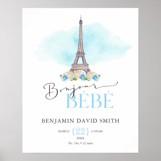 誕生スタツボンジュールベベ男の赤ちゃん子供部屋 ポスター (正面)