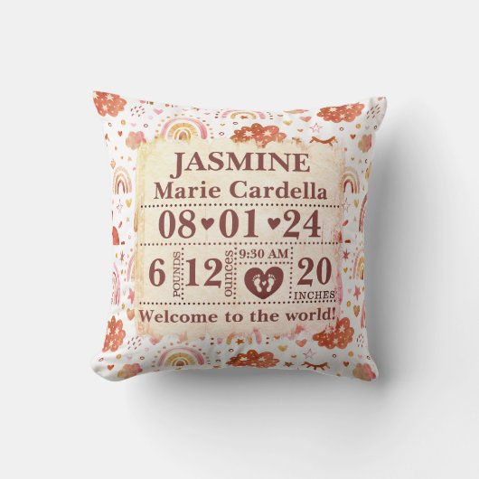 誕生スパーソナライズされたタテスボホレインボウズ クッション (正面)