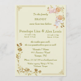 誕生ツインベビー発表 案内状