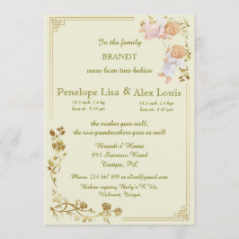 誕生ツインベビー発表 案内状