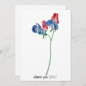 誕生デイトフラワースイートピー(4月) ノートカード (正面/裏面)