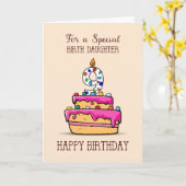 誕生ドーター9誕生日、9オンスイートピンクケーキ カード (黄色い花)
