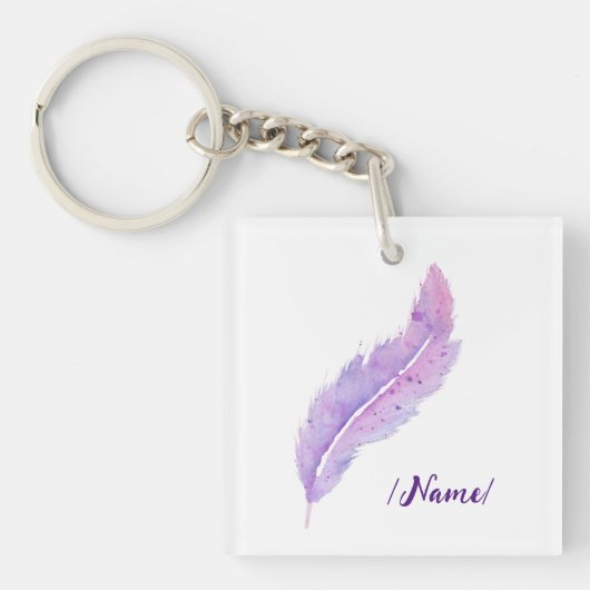 誕生バイオレットフェザーホリデーギフト キーホルダー (正面)