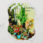誕生パーソナライズされたデイガーデンウォーターカラーカード サンキューカード (正面/裏面)