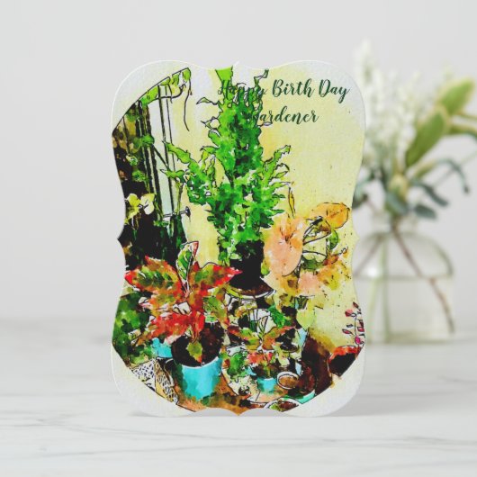 誕生パーソナライズされたデイガーデンウォーターカラーカード サンキューカード (スタンド正面)