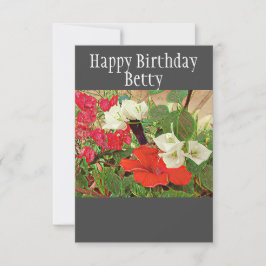 誕生パーソナライズされたデイレッドハイビスカスウォーターカラー カード