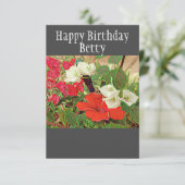 誕生パーソナライズされたデイレッドハイビスカスウォーターカラー カード (スタンド正面)