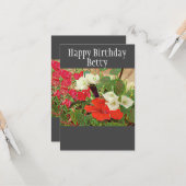 誕生パーソナライズされたデイレッドハイビスカスウォーターカラー カード (正面/裏面インサイチュ)