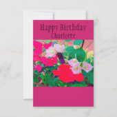 誕生パーソナライズされたデイレッドハイビスカス水彩 カード (正面)