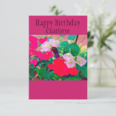 誕生パーソナライズされたデイレッドハイビスカス水彩 カード (スタンド正面)