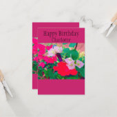 誕生パーソナライズされたデイレッドハイビスカス水彩 カード (正面/裏面インサイチュ)