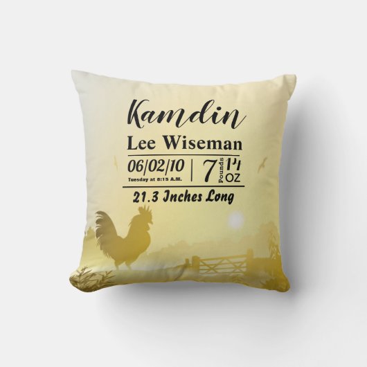 誕生パーソナライズされたピローサニーモーニングファーム数 クッション (正面)