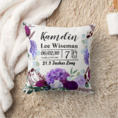 誕生パーソナライズされたピローラベンダーハイビスカスW クッション (ブランケット)