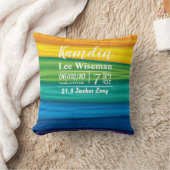 誕生パーソナライズされたピローlgbtqレインボーフラグレスビ クッション (ブランケット)