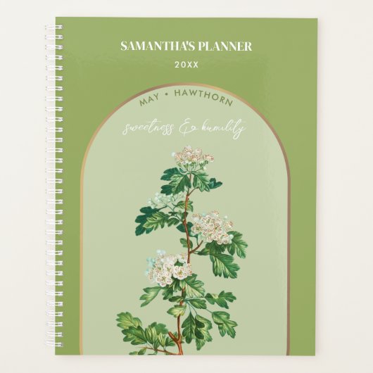 誕生パーソナライズされたフラワーメイ・ホーソーン プランナー手帳 (正面)