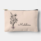 誕生パーソナライズされた月花灯桃 アクセサリーポーチ (正面)